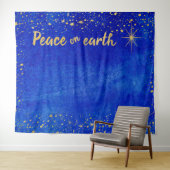 Kerst Foto Booth Achtergrond Gouden Sterren Vrede Wandkleed (In Situ (horizontaal))