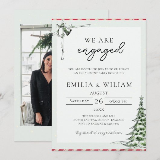 Kerst Foto Bruiloft Verlovingsfeest Kaart (Voorkant / Achterkant)