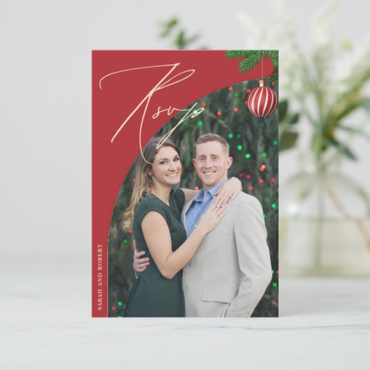 Kerst Foto Bruiloft Website | RSVP QR-code Informatiekaartje (Staand voorkant)