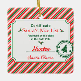 Kerst Foto Certificaat Kerstman Goede Lijst Keramisch Ornament