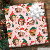 Kerst Foto Collage Festive Grappige Gezicht Roze