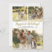 Kerst Foto Collage Gouden Streep Feestdagenkaart (Voorkant)