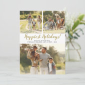 Kerst Foto Collage Gouden Streep Feestdagenkaart (Staand voorkant)