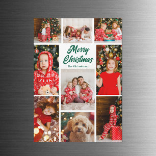 Kerst Foto Collage Groen Script Magneet Kaart