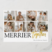 Kerst Foto Collage Kerstmis Samen Leuker Folie Feestdagenkaart (Voorkant)