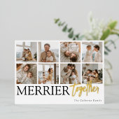 Kerst Foto Collage Kerstmis Samen Leuker Folie Feestdagenkaart (Staand Voorkant)