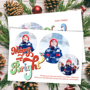 Kerst foto collage Merry and Bright Feestdagenkaart
