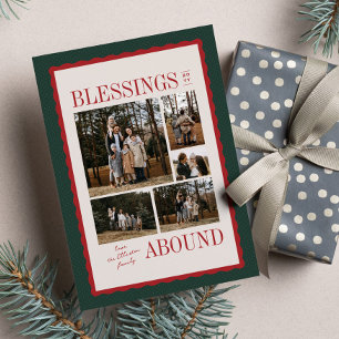 Kerst foto collage met religieuze zegening feestdagenkaart