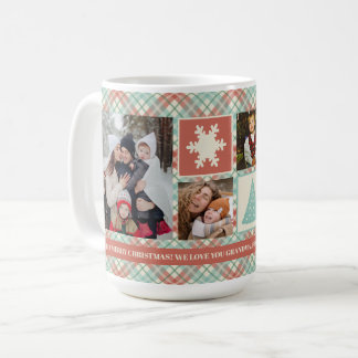 Kerst Foto Collage Mint Plaid Aangepaste Mok