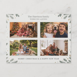 Kerst Foto Collage Ontwerp Met Dennen Takken Briefkaart