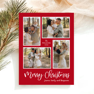 Kerst Foto Collage Rood Feestdagenkaart