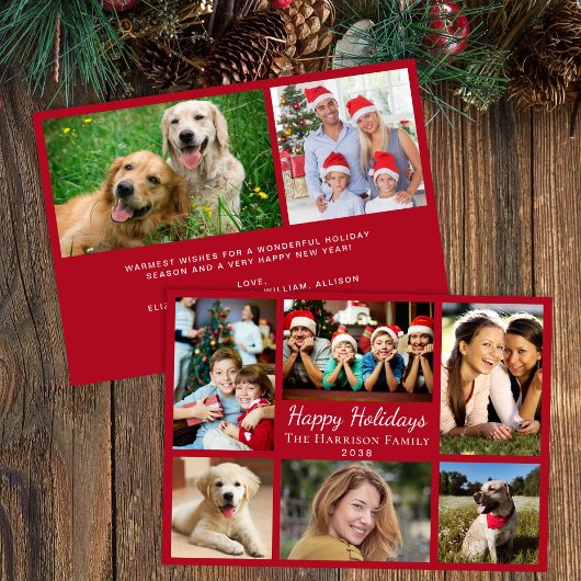 Kerst Foto Collage Rood Feestdagenkaart
