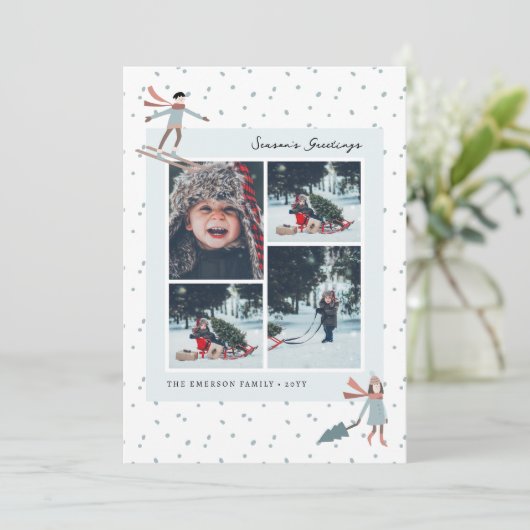 Kerst Foto Collage Vakantie Kaart (Staand voorkant)