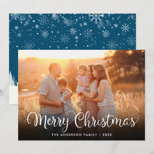 Kerst foto elegante script winterlandschap feestdagenkaart