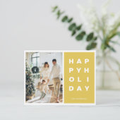 Kerst Foto Familie | Prettig Kerstfeest Geel Briefkaart (Staand voorkant)