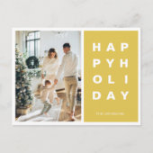 Kerst Foto Familie | Prettig Kerstfeest Geel Briefkaart (Voorkant)