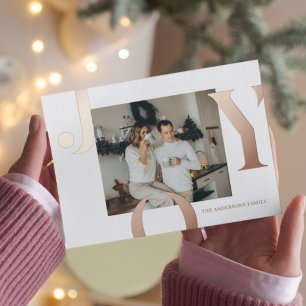 Kerst Foto Familie Roze gouden Kerstkaart Folie Feestdagen Briefkaart