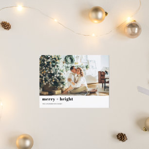 Kerst Foto Familie   Vrolijk + Helder   Feestdag Briefkaart