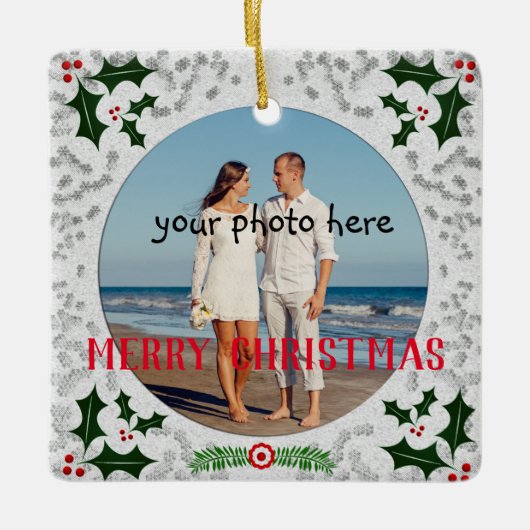 Kerst Foto Frame Keramisch Ornament (Voorkant)