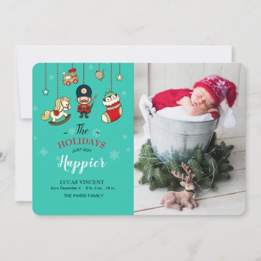 Kerst Foto Geboorte Aankondiging (Voorkant)