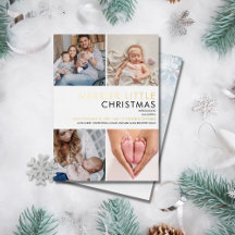 Kerst Foto Geboorteaankondiging Goud Folie Kaart