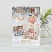 Kerst Foto Geboorteaankondiging Vakantie Feestdagenkaart (Staand voorkant)