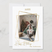 Kerst foto geometrisch goud modern feestdagenkaart (Voorkant)