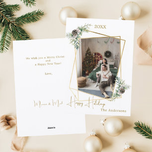 Kerst foto geometrisch goud modern feestdagenkaart