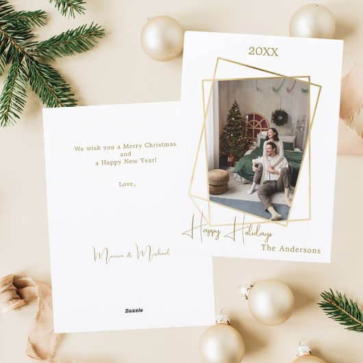 Kerst foto geometrisch goud modern feestdagenkaart