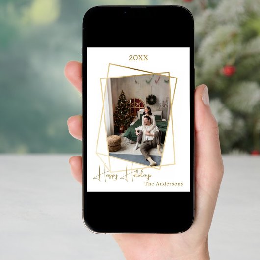 Kerst foto geometrisch goud modern feestdagenkaart