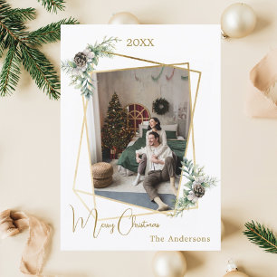 Kerst foto geometrisch goud modern feestdagenkaart