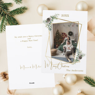 Kerst foto geometrisch goud modern feestdagenkaart