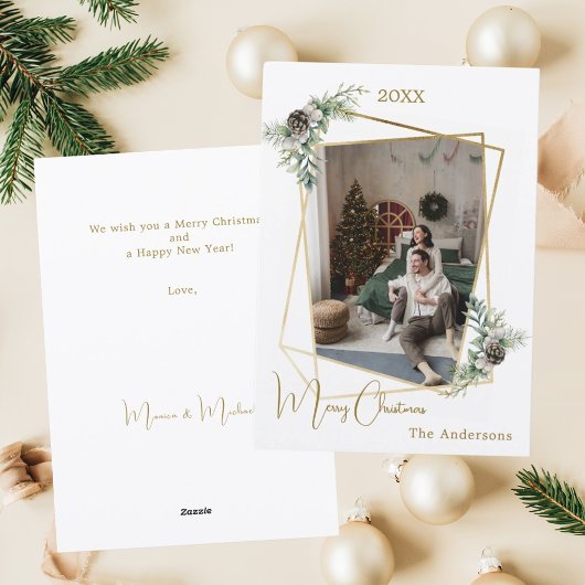 Kerst foto geometrisch goud modern feestdagenkaart
