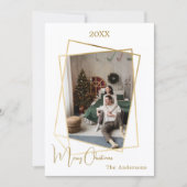 Kerst foto geometrisch goud modern feestdagenkaart (Voorkant)