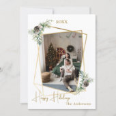 Kerst foto geometrisch goud modern feestdagenkaart (Voorkant)