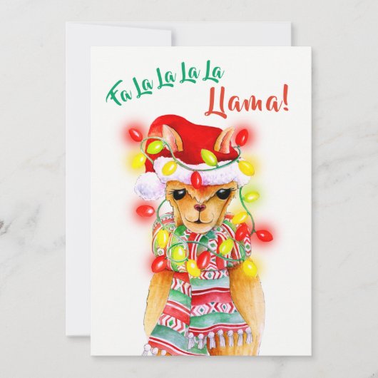 Kerst foto gril Llama en patroon Feestdagenkaart (Voorkant)