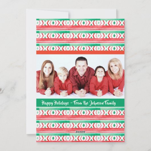 Kerst foto gril Llama en patroon Feestdagenkaart (Achterkant)