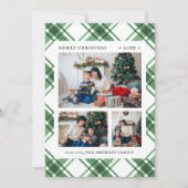 Kerst Foto Groen Geruit Kerstkaart (Voorkant)