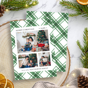 Kerst Foto Groen Geruit Kerstkaart