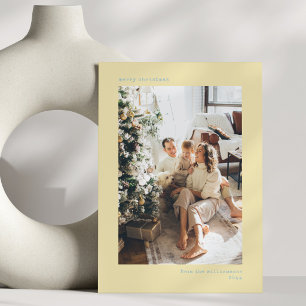 Kerst Foto Handgeschreven Brief Geel Blauw Feestdagenkaart