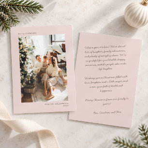 Kerst Foto Handgeschreven Script Letter Roze Feestdagenkaart