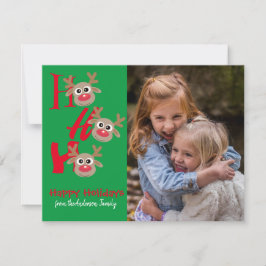 Kerst Foto Ho Ho Ho Rendier Groen Nieuwigheid Feestdagenkaart