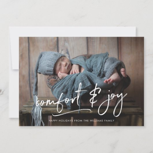 Kerst Foto Kaart 'Comfort & Joy' (Voorkant)