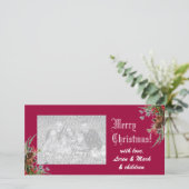 Kerst foto kaart -kers (Staand voorkant)