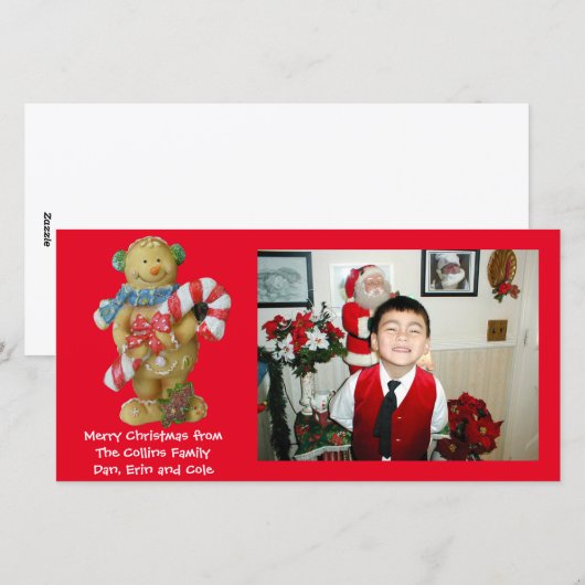 Kerst foto kaart kerstman van gemberkoek (Voorkant / Achterkant)