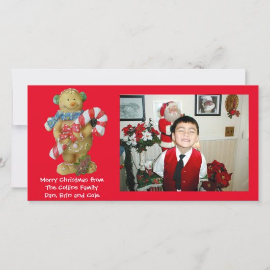 Kerst foto kaart kerstman van peperkoek (Voorkant)
