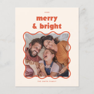 Kerst foto kaart met golvend kader en vrolijke kle