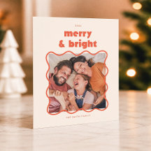 Kerst foto kaart met golvend kader en vrolijke kle