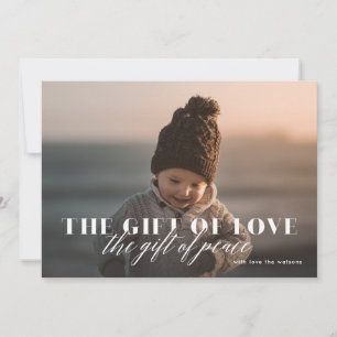 Kerst Foto Kaart met Religieus 'Gift of Peace' The