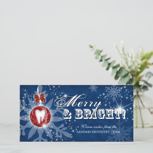 Kerst Foto Kaart Tandheelkundige Molar Blauw Rood (Staand voorkant)